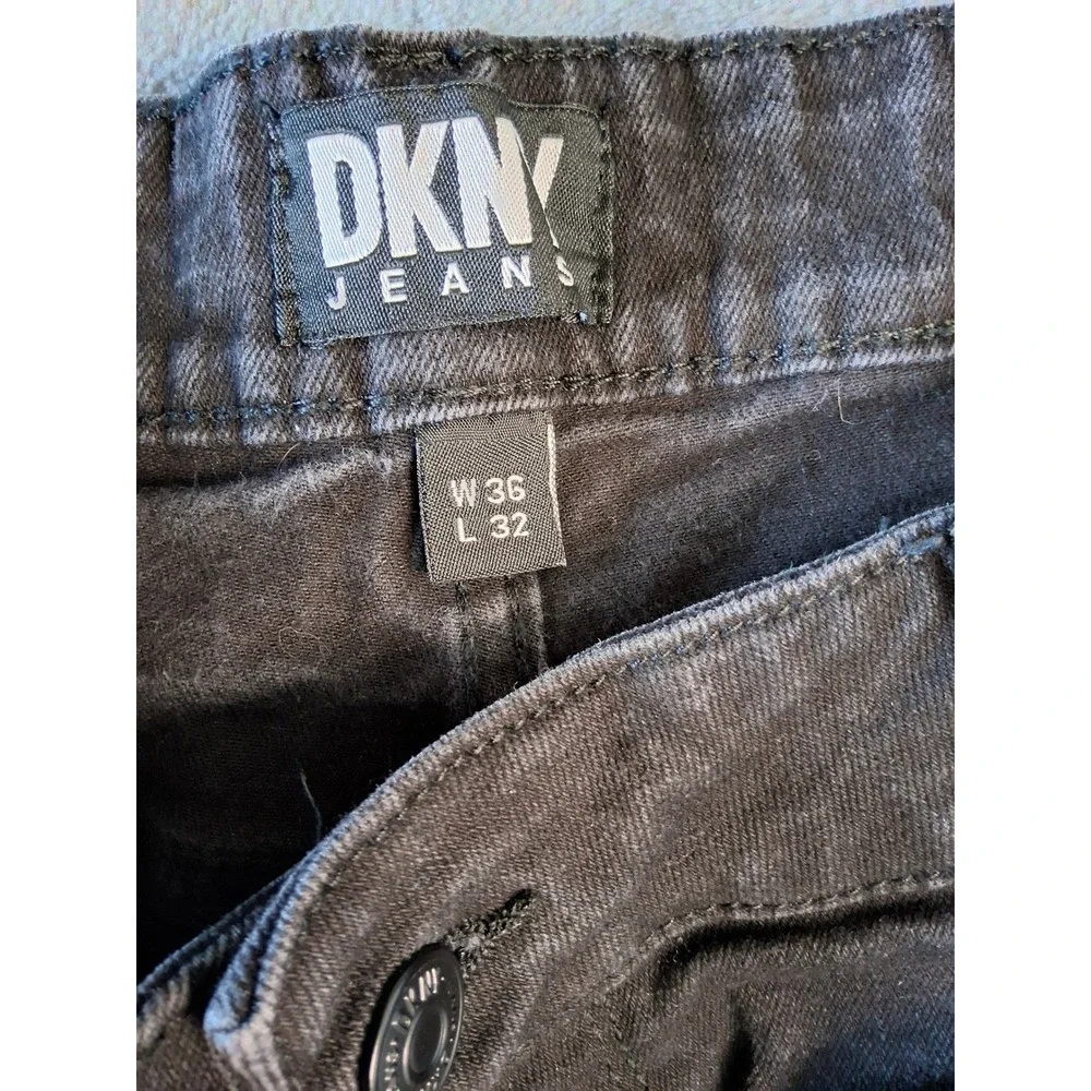 DKNY Jeans Duane Straight Fit Mens Washed Black Denim Pants 36x32 Stretch‎